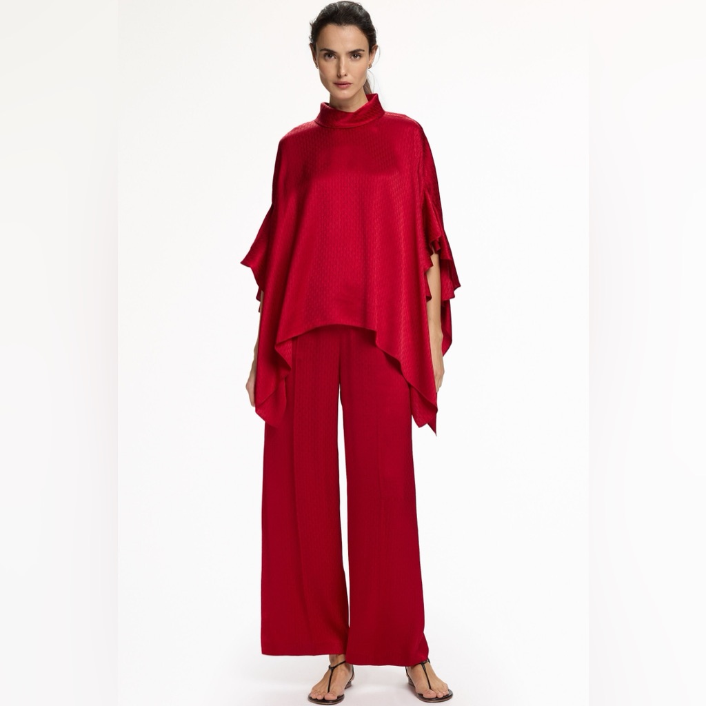 Carolina Herrera Crimson Wide Leg Pants, Nwot